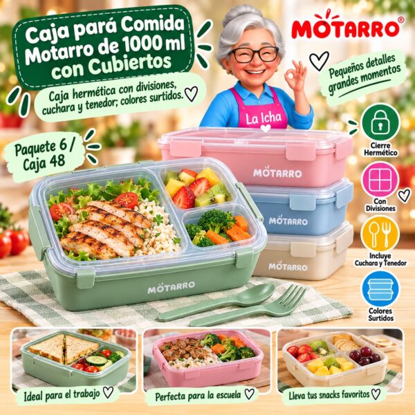 Caja para Comida Motarro de 1000 ml con Cubiertos