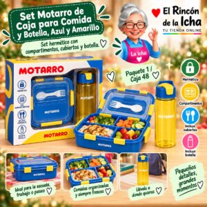RI-0007888 Set Motarro de Caja para Comida y Botella, Azul y Amarillo