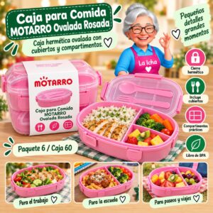 RI-0007892 Caja para Comida Motarro Ovalada Rosada