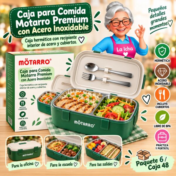 Caja para Comida Motarro Premium con Acero Inoxidable