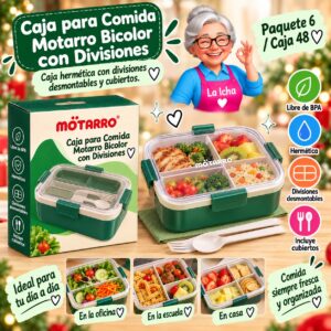RI-0007895 Caja para Comida Motarro Bicolor con Divisiones