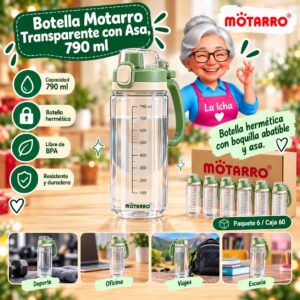RI-0007899 Botella Motarro Transparente con Asa, 790 ml