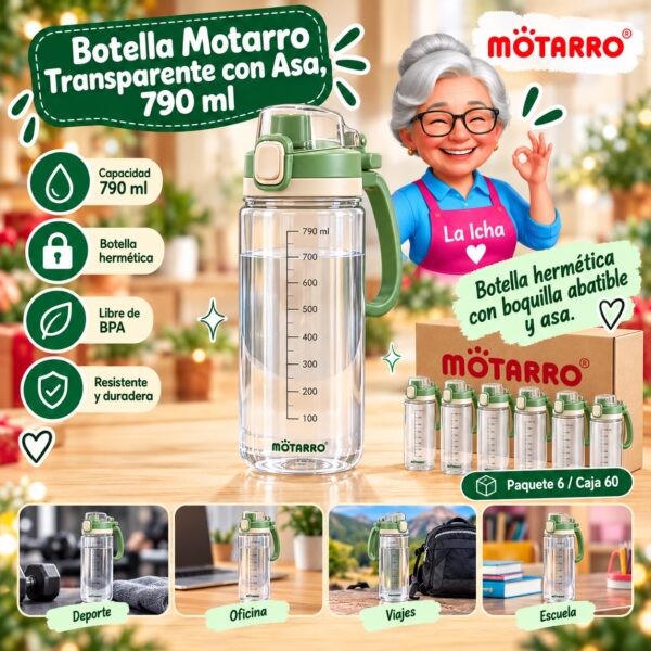 Botella Motarro Transparente con Asa, 790 ml