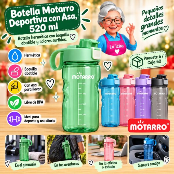 Botella Motarro Deportiva con Asa, 520 ml