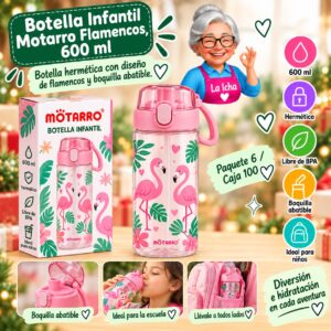 RI-0007903 Botella Infantil Motarro Flamencos, 600 ml