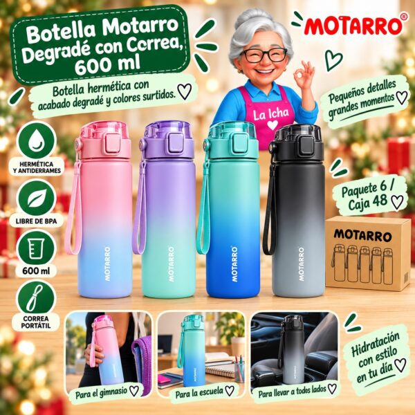 Botella Motarro Degradé con Correa, 600 ml