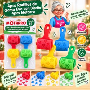 4pcs Rodillos de Goma Eva con Diseño 4pcs Motarro