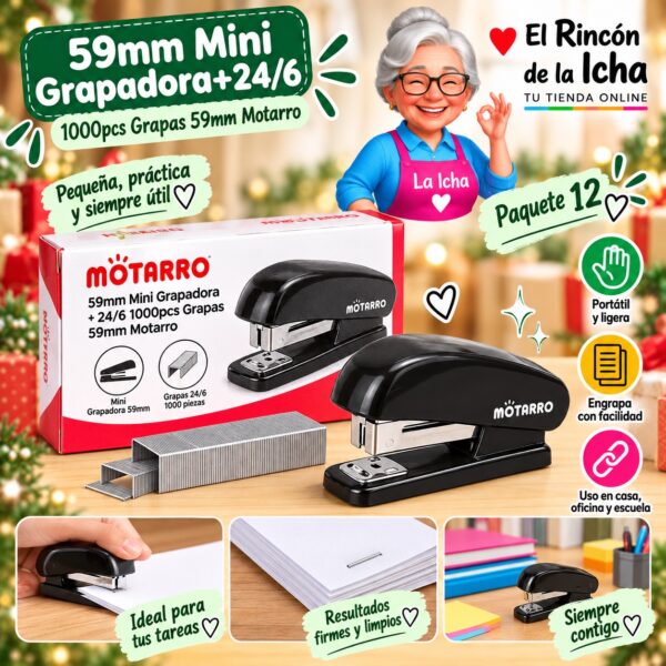 59mm Mini Grapadora+24/6 1000pcs Grapas 59mm Motarro