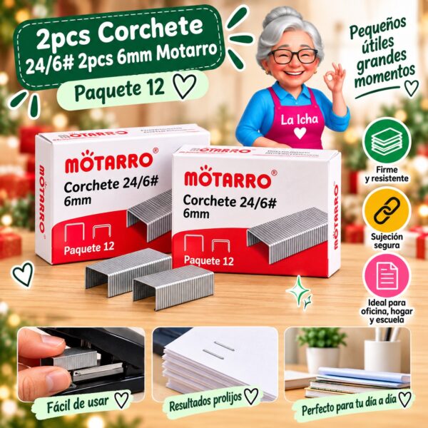 2pcs Corchete 24/6# 2pcs Motarro