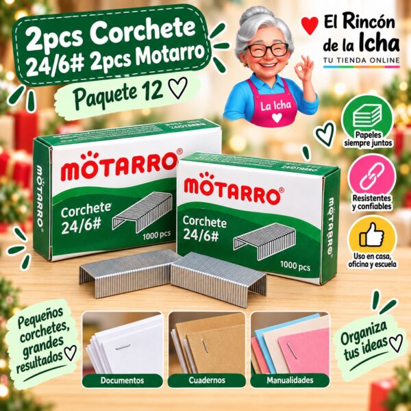 2pcs Corchete 24/6# 2pcs 6mm Motarro