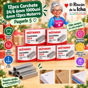 12pcs Corchete 24/6 6mm 1000uni 6mm 12pcs Motarro