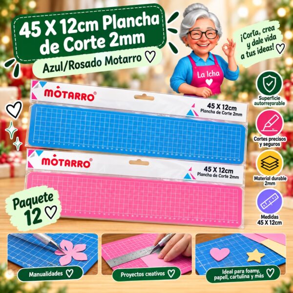 45 X 12cm Plancha de Corte 2mm Azul/Rosado Motarro