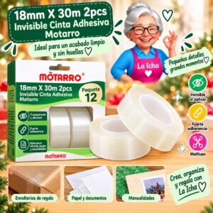 RI-0007975 18mm X 30m 2pcs Invisible Cinta Adhesiva Motarro