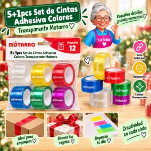RI-0007986 5+1pcs Set de Cintas Adhesiva Colores Transparente Motarro