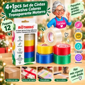 RI-0007987 4+1pcs Set de Cintas Adhesiva Colores Transparente Motarro