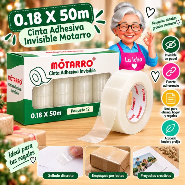 0.18 X 50m Cinta Adhesiva Invisible Motarro