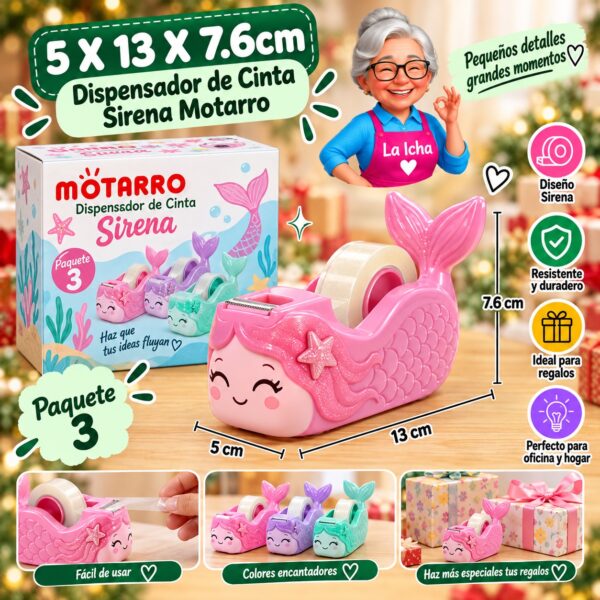 5 X 13 X 7.6cm Dispensador de Cinta Sirena Motarro
