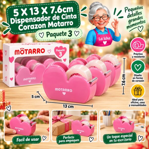 5 X 13 X 7.6cm Dispensador de Cinta Corazon Motarro