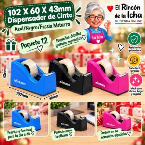 RI-0007995 102 X 60 X 43mm Dispensador de Cinta Azul/Negro/Fucsia Motarro