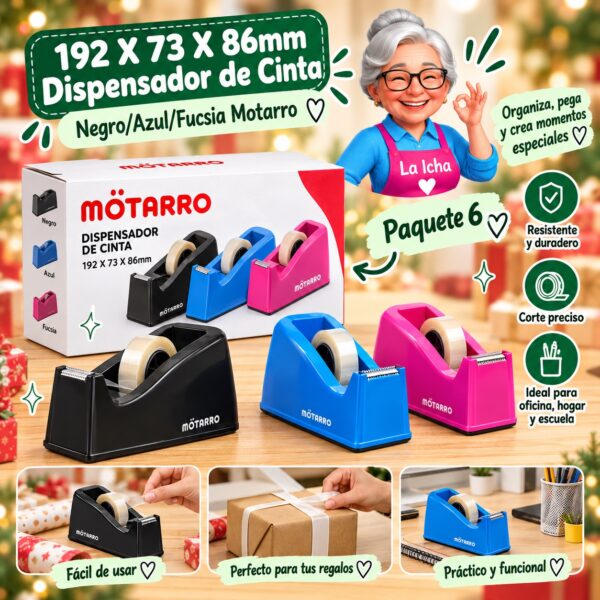 RI-0007996 192 X 73 X 86mm Dispensador de Cinta Azul/Negro/Fucsia Motarro