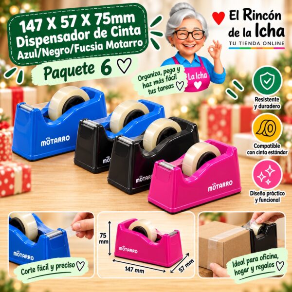 RI-0007999 147 X 57 X 75mm Dispensador de Cinta Azul/Negro/Fucsia Motarro