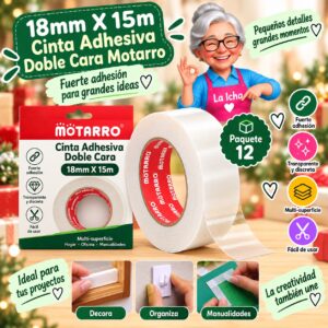 18mm X 15m Cinta Adhesiva Doble Cara Motarro