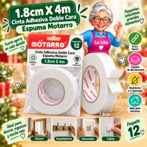 RI-0008007 1.8cm X 4m Cinta Adhesiva Doble Cara Espuma Motarro
