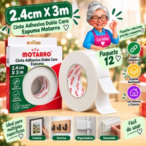 RI-0008009 2.4cm X 3m Cinta Adhesiva Doble Cara Espuma Motarro