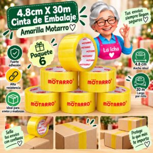 4.8cm X 30m Cinta de Embalaje Amarilla Motarro