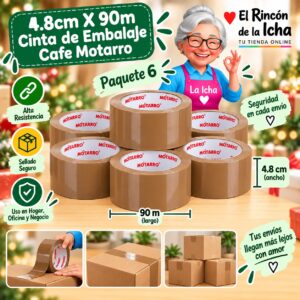 4.8cm X 90m Cinta de Embalaje Cafe Motarro