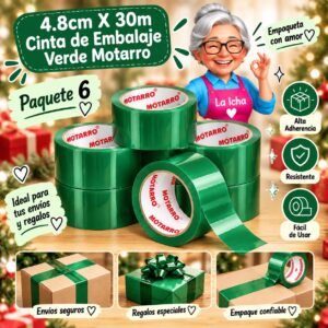 4.8cm X 30m Cinta de Embalaje Verde Motarro
