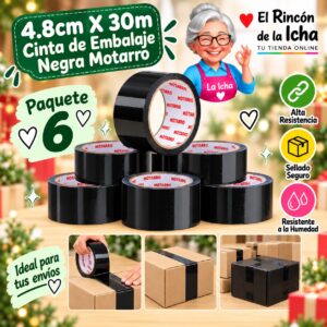 4.8cm X 30m Cinta de Embalaje Negra Motarro