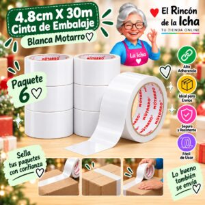 4.8cm X 30m Cinta de Embalaje Blanca Motarro