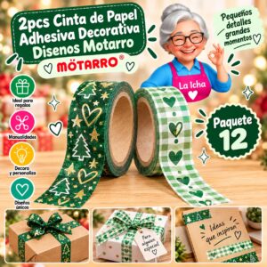 2pcs Cinta de Papel Adhesiva Decorativa Disenos Motarro