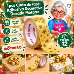 1pcs Cinta de Papel Adhesiva Decorativa Dorada Motarro