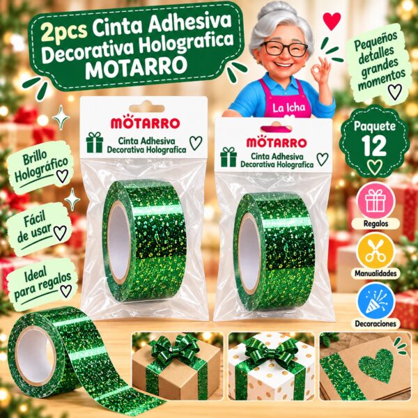 2pcs Cinta Adhesiva Decorativa Holografica Motarro