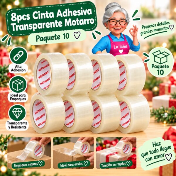 8pcs Cinta Adhesiva Transparente Motarro