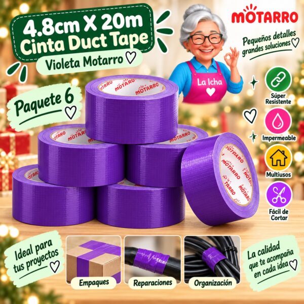 4.8cm X 20m Cinta Duct Tape Violeta Motarro