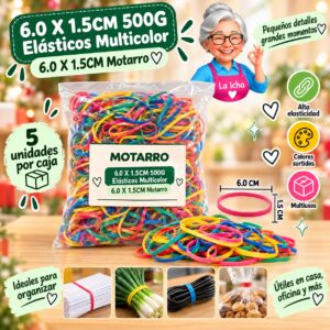 RI-0008048 6.0 X 1.5CM 500G Elásticos Multicolor 6.0 X 1.5CM Motarro