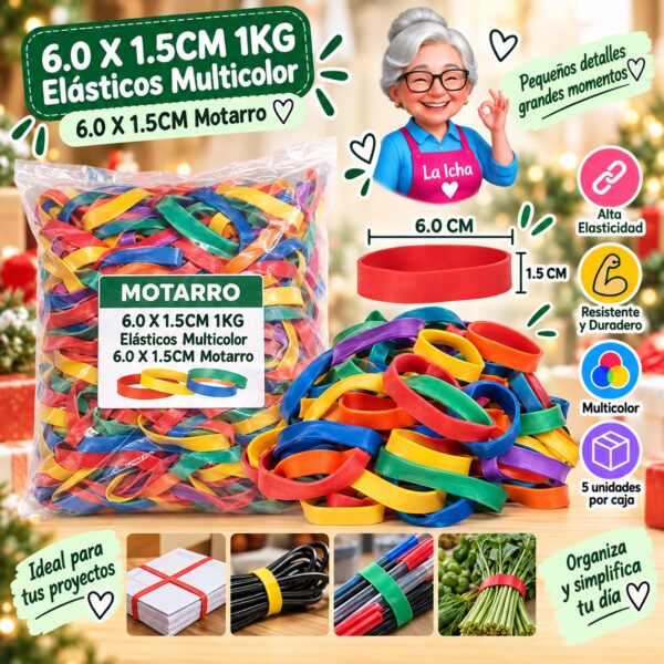 RI-0008049 6.0 X 1.5CM 1KG Elásticos Multicolor 6.0 X 1.5CM Motarro