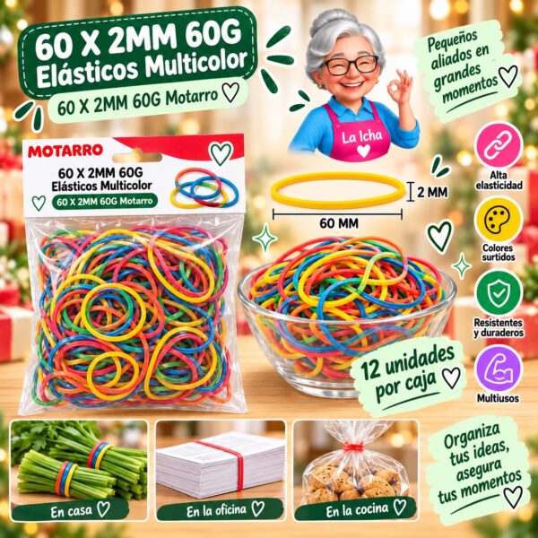 RI-0008054 60 X 2MM 60G Elásticos Multicolor 60 X 2MM 60G Motarro
