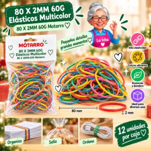RI-0008056 80 X 2MM 60G Elásticos Multicolor 80 X 2MM 60G Motarro
