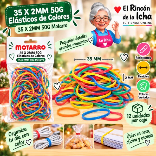 RI-0008060 35 X 2MM 50G Elásticos de Colores 35 X 2MM 50G Motarro