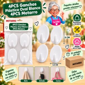 RI-0008061 4PCS Ganchos Plástico Oval Blanco 4PCS Motarro