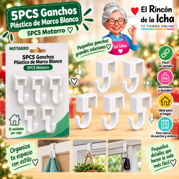 RI-0008064 5PCS Ganchos Plástico de Marco Blanco 5PCS Motarro