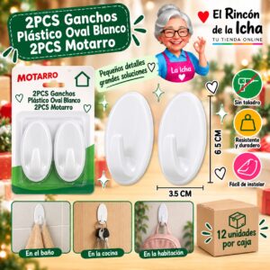 RI-0008066 2PCS Ganchos Plástico Oval Blanco 2PCS Motarro