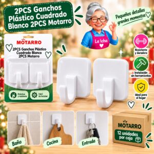 RI-0008067 2PCS Ganchos Plástico Cuadrado Blanco 2PCS Motarro
