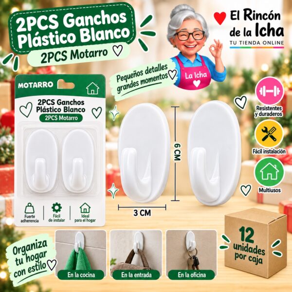 RI-0008068 2PCS Ganchos Plástico Blanco 2PCS Motarro