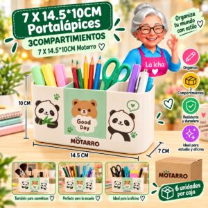 RI-0008086 7 X 14.5*10CM Portalápices 3COMPARTIMIENTOS 7 X 14.5*10CM Motarro