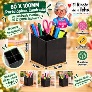 RI-0008099 80 X 100MM Portalápices Cuadrada de Cuadruple Plastica 80 X 100MM Motarro